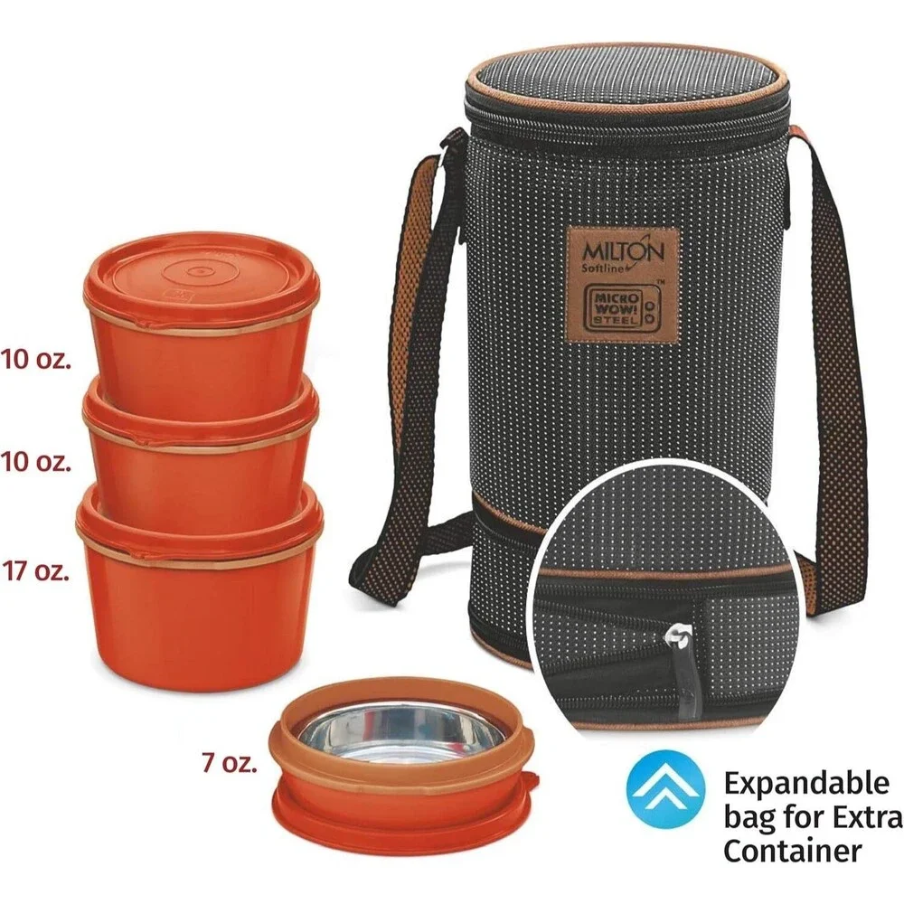MILTON Bento Lunch Box Set 4, MICROWAVEABLE Stainless Steel Meal Prep Containers